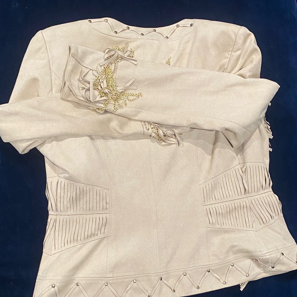 Cache Beige Ruffle Trim Blazer - image 4